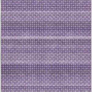 HomeRoots 9' X 12' Striped Lavender and Lilac Washable Area Rug - UV Protected, Stain Resistant, Soft Touch 693599