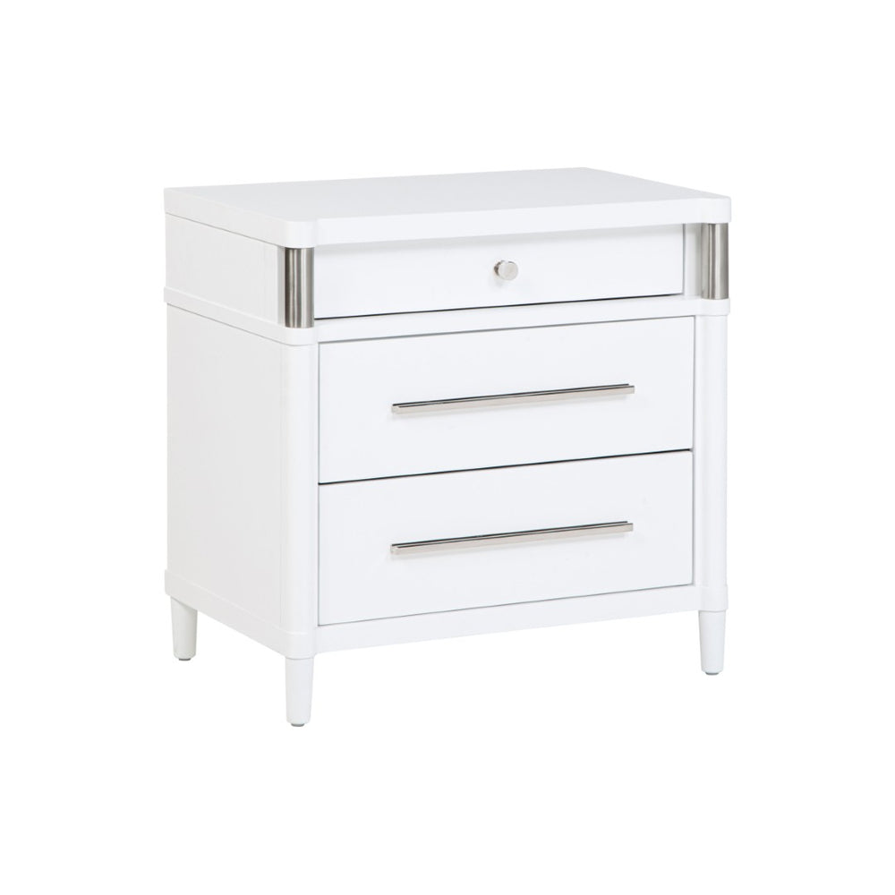 English Elm 3-drawer Nightstand Rubberwood Build Felt Lined Top Dovetail Joints Bedside White B016P460570