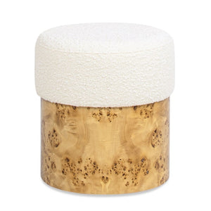 English Elm Nebula Sculptural Boucle Round Ottoman with Three Legged Base for Living Room B2719P238446