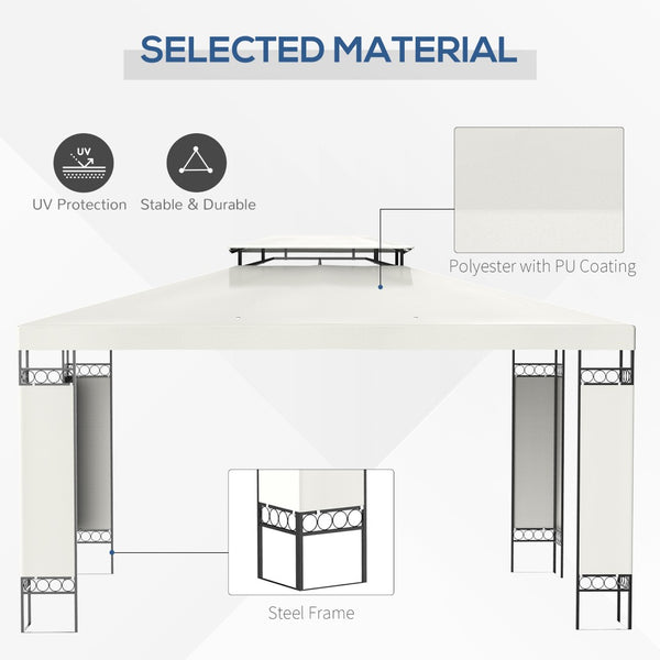 English Elm Outsunny 10' X 13' Elegant Double Roof Gazebo Canopy For Outdoor Shade, Stylish Garden Decor & Shelter W2225P200543-GIGA