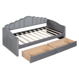 English Elm Twin Size Upholstered Daybed With 2 Drawers ,Velvet Sofabed With Usb Charging Ports,No Box-Spring Needed,Gray