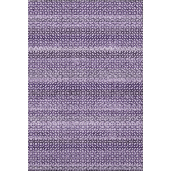 HomeRoots 10' X 14' Lavender and Lilac Striped Area Rug - UV Protected, Stain Resistant, Non-Slip Design! 693600