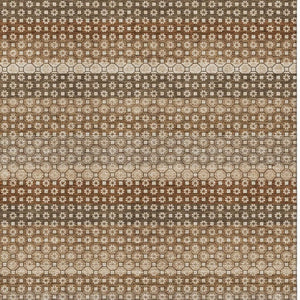 HomeRoots 5' X 8' Striped Washable Area Rug in Rust Beige & Taupe - UV Protected, Stain-Resistant & Durable 693602
