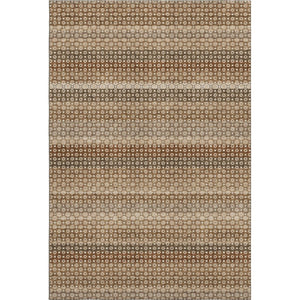 HomeRoots 8' Striped Washable Area Rug in Rust, Beige & Taupe – UV Protected, Durable & Easy-Clean Design 693604