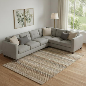 HomeRoots 10' X 14' Washable Rust Beige & Taupe Striped Area Rug with UV Protection - Durable & Stylish Solution 693606