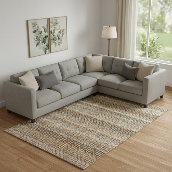 HomeRoots 10' X 14' Washable Rust Beige & Taupe Striped Area Rug with UV Protection - Durable & Stylish Solution 693606