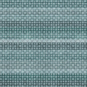 HomeRoots 5' X 8' Striped Washable Area Rug in Teal, Gray & Ivory - Durable, UV Protected for Homes with Kids & Pets 693608