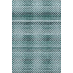 HomeRoots 9' X 12' Teal Gray Ivory Striped Area Rug - Durable, Stain-Resistant, UV Protected for High-Traffic Spaces 693611