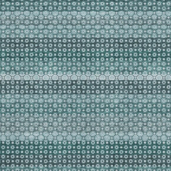 HomeRoots 10' Teal Gray and Ivory Striped Washable Area Rug - UV Protected, Durable, Stylish for Any Room 693612