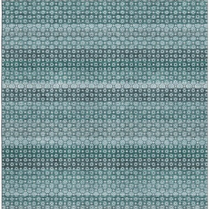 HomeRoots 10' Teal Gray and Ivory Striped Washable Area Rug - UV Protected, Durable, Stylish for Any Room 693612