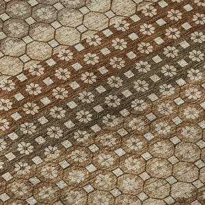 HomeRoots 5' X 8' Taupe Rust Brown Striped Area Rug - Washable, Stain Resistant with UV Protection & Non-Slip Backing 693614