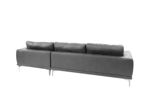 English Elm Left Facing Sofa Antique Grey Breathable Leatherette Sectional with Wide Chaise, Metal Legs, Modern Comfort pillows included B011S01065