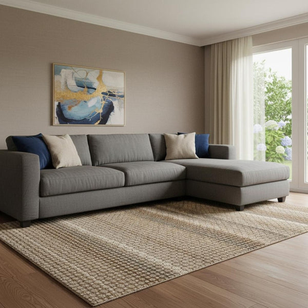 HomeRoots 8' Striped Washable Area Rug in Taupe, Rust & Brown – Durable, UV-Protected, Stain-Resistant Design 693616