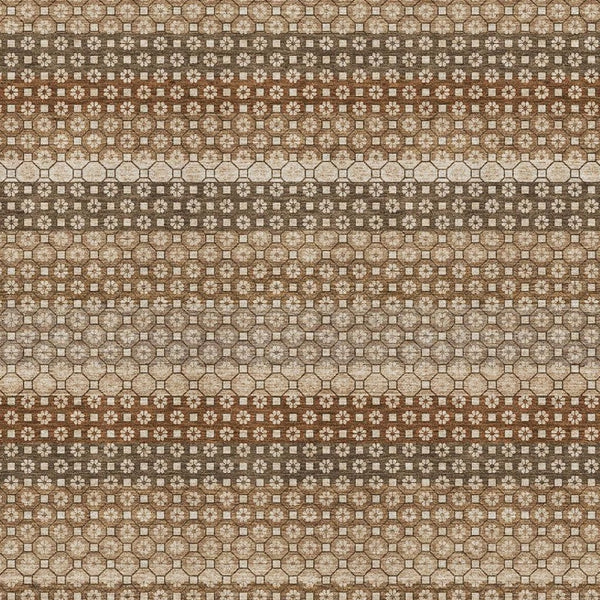 HomeRoots 8' Striped Washable Area Rug in Taupe, Rust & Brown – Durable, UV-Protected, Stain-Resistant Design 693616