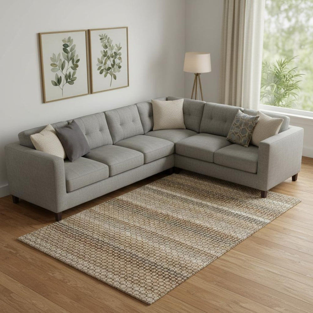 HomeRoots 10' Taupe, Rust & Brown Striped Washable Area Rug with UV Protection - Perfect for Sunlit Spaces! 693618