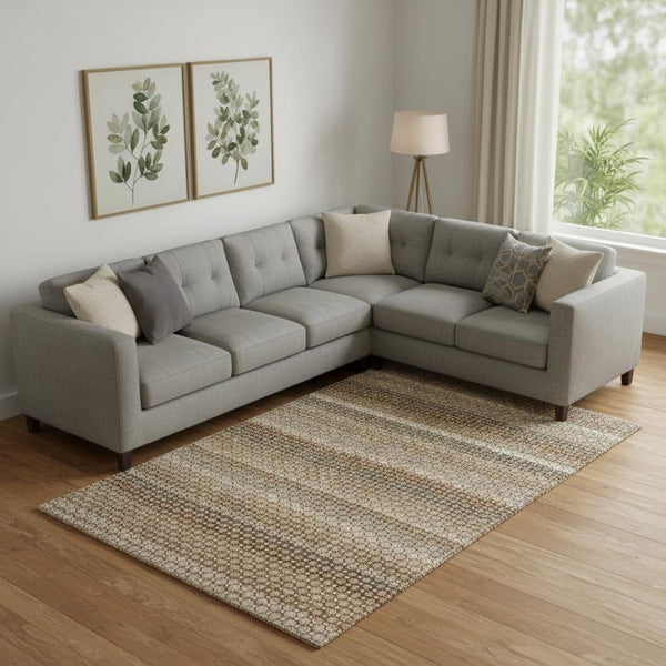 HomeRoots 10' Taupe, Rust & Brown Striped Washable Area Rug with UV Protection - Perfect for Sunlit Spaces! 693618