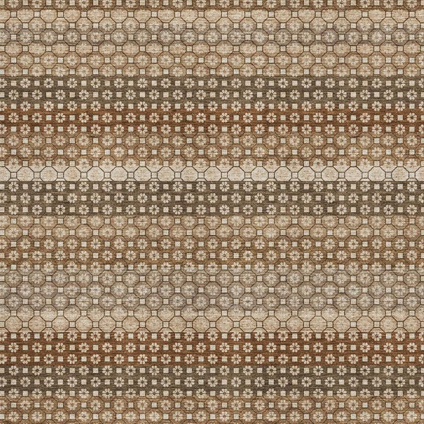HomeRoots 10' Taupe, Rust & Brown Striped Washable Area Rug with UV Protection - Perfect for Sunlit Spaces! 693618