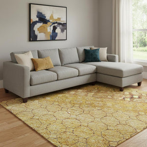 HomeRoots 8' Wheat Gold and Beige Striped Area Rug - Washable, UV-Protected, Stain-Resistant for Easy Care! 693622