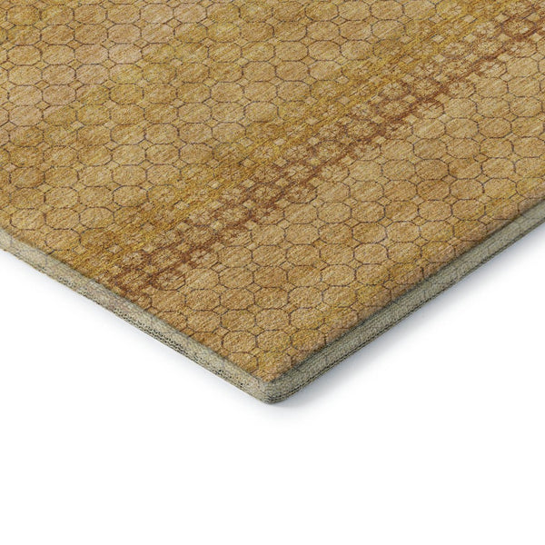 HomeRoots 8' Wheat Gold and Beige Striped Area Rug - Washable, UV-Protected, Stain-Resistant for Easy Care! 693622