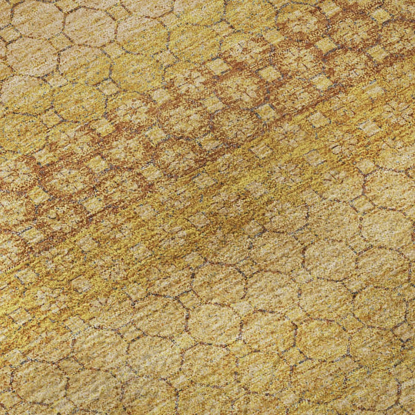 HomeRoots 8' Wheat Gold and Beige Striped Area Rug - Washable, UV-Protected, Stain-Resistant for Easy Care! 693622