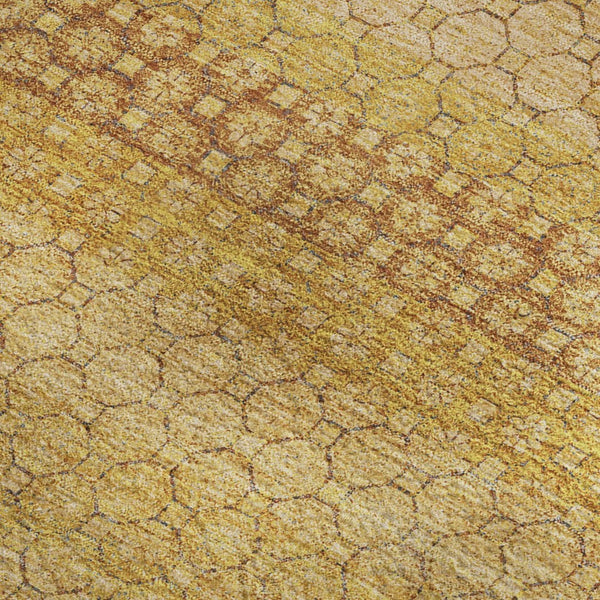 HomeRoots 8' Wheat Gold and Beige Striped Area Rug - Washable, UV-Protected, Stain-Resistant for Easy Care! 693622