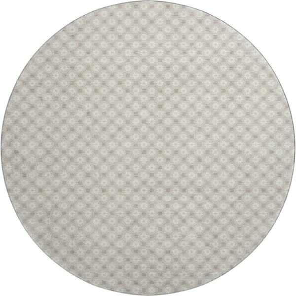 HomeRoots 8' X 8' Beige And Ivory Geometric Washable Round Rug – Stylish, Durable, UV-Protected for Homes 693627