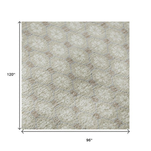 HomeRoots 8' Beige and Ivory Geometric Area Rug – Washable, Stain-Resistant, UV-Protected for Modern Spaces 693628