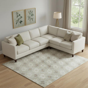 HomeRoots 9' X 12' Beige and Ivory Geometric Area Rug - Washable, UV-Protected, Non-Slip for Busy Homes 693629
