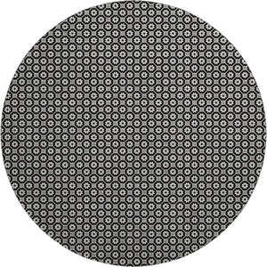 HomeRoots 8' X 8' Modern Black Gray Silver Geometric Washable Round Rug with UV Protection & Non-Slip Backing 693633