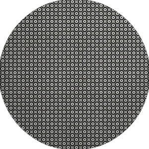 HomeRoots 8' X 8' Modern Black Gray Silver Geometric Washable Round Rug with UV Protection & Non-Slip Backing 693633