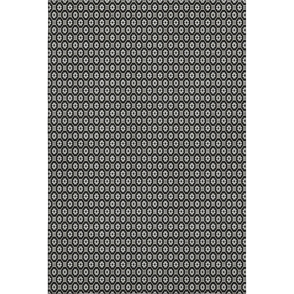 HomeRoots 8' Modern Geometric Area Rug in Black, Gray & Silver - Washable, UV-Protected & Stain-Resistant Design 693634