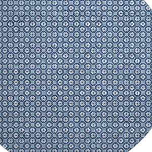 HomeRoots 8' X 8' Blue and Ivory Geometric Washable Round Rug with UV Protection for Stylish High-Traffic Areas 693639