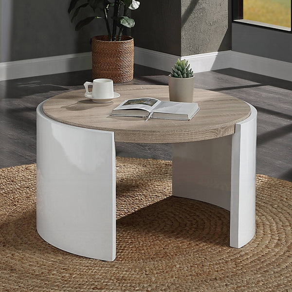 English Elm Oak High Gloss Coffee Table With 1 Drawer – Modern Oval Design For Stylish Living Room Storage & Display B062P209136
