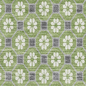 HomeRoots 5' X 8' Stylish Green, Gray & Ivory Geometric Area Rug - Washable, UV Protected & Non-Slip Design 693644