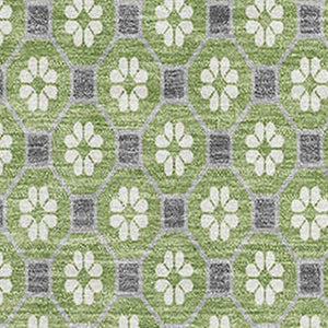 HomeRoots 8' Stylish Green Gray and Ivory Geometric Washable Area Rug with UV Protection for High-Traffic Spaces 693646