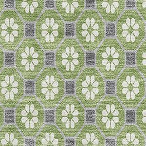 HomeRoots 9' X 12' Washable Area Rug in Green, Gray & Ivory - Stylish, Durable, Stain Resistant with UV Protection! 693647