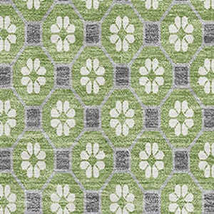 HomeRoots 10' Geometric Washable Area Rug in Green, Gray & Ivory – Durable, UV-Protected for Busy Homes! 693648