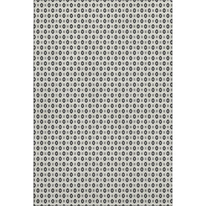 HomeRoots 5' X 8' Ivory Black and Gray Geometric Area Rug - Stain Resistant, UV Protected, Easy-Care Design! 693650