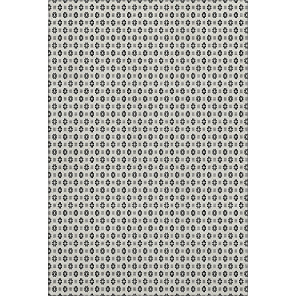 HomeRoots 5' X 8' Ivory Black and Gray Geometric Area Rug - Stain Resistant, UV Protected, Easy-Care Design! 693650