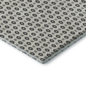 HomeRoots 5' X 8' Ivory Black and Gray Geometric Area Rug - Stain Resistant, UV Protected, Easy-Care Design! 693650