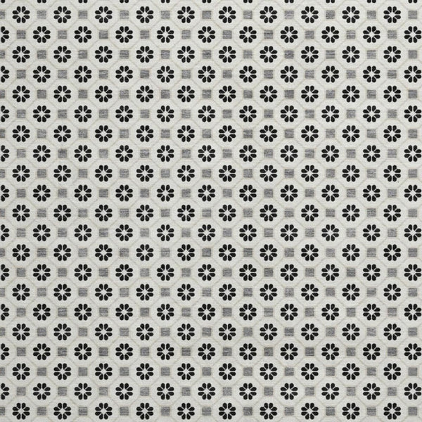 HomeRoots 8' Round Geometric Rug in Ivory, Black & Gray - Washable, Stain Resistant, UV Protected for Homes 693651