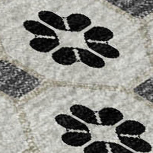 HomeRoots 9' X 12' Stylish Ivory, Black & Gray Geometric Washable Area Rug with UV Protection for Busy Homes 693653