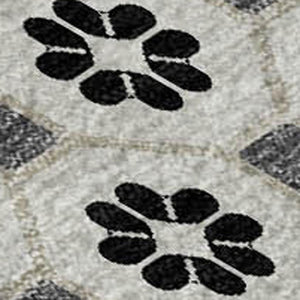 HomeRoots 10' X 14' Ivory, Black & Gray Geometric Area Rug - Washable, UV Protected, Stylish & Durable Design 693654