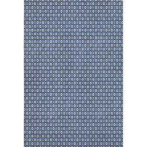 HomeRoots 5' X 8' Stylish Navy Blue, Gray & Silver Geometric Area Rug - Washable, UV-Protected, Non-Slip Design 693656