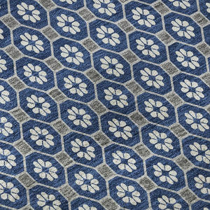 HomeRoots 9' X 12' Navy Blue, Gray, and Silver Geometric Area Rug - Washable, Stain-Resistant, UV Protected! 693659