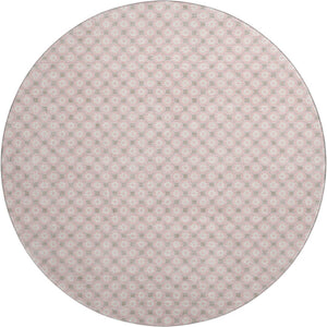 HomeRoots 8' X 8' Modern Pink Ivory Gray Geometric Washable Round Rug with UV Protection for Stylish Living 693663