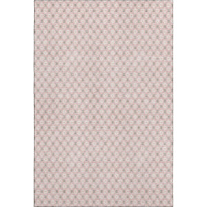 HomeRoots 9' X 12' Stylish Pink Ivory Gray Geometric Washable Area Rug with UV Protection for Modern Homes 693665