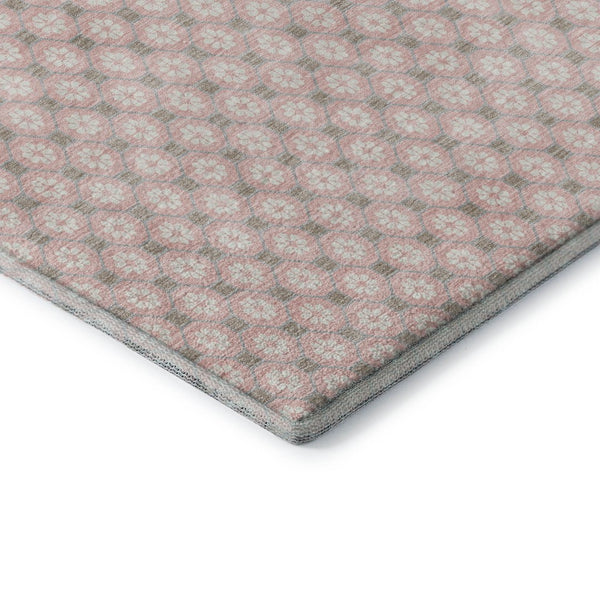 HomeRoots 9' X 12' Stylish Pink Ivory Gray Geometric Washable Area Rug with UV Protection for Modern Homes 693665