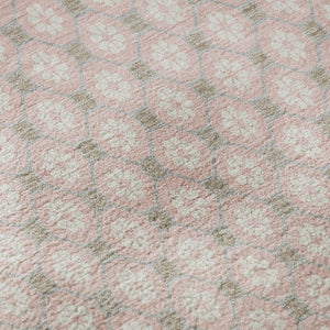 HomeRoots 9' X 12' Stylish Pink Ivory Gray Geometric Washable Area Rug with UV Protection for Modern Homes 693665