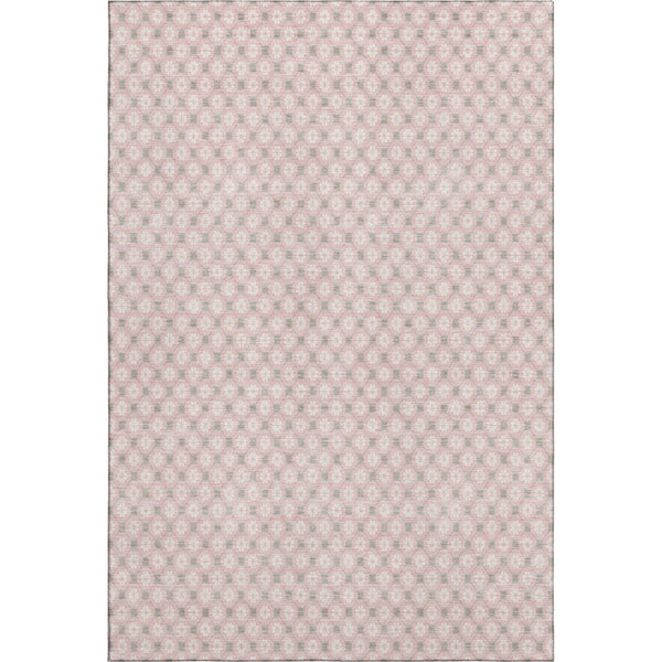 HomeRoots 10' X 14' Pink Ivory Gray Geometric Area Rug - Washable, UV Protected, Non-Slip & Stylish Design 693666